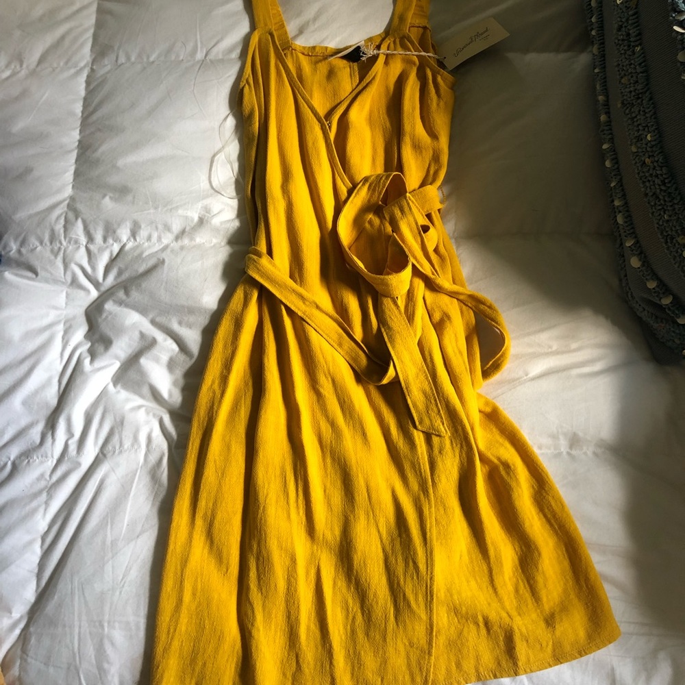 mustard wrap dress